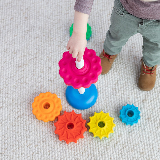 Top view of the SpinAgain, Baby Stacking and Spinning Toy.
