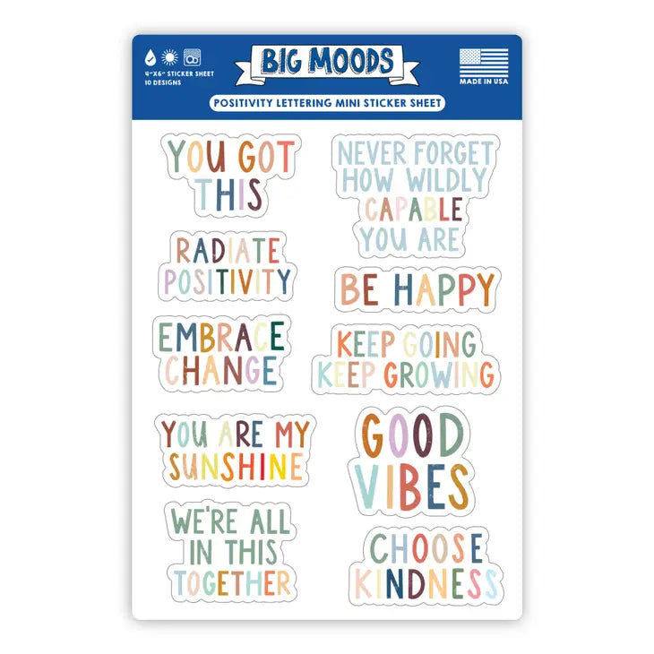 The Positive Lettering Mini Sticker Sheet.