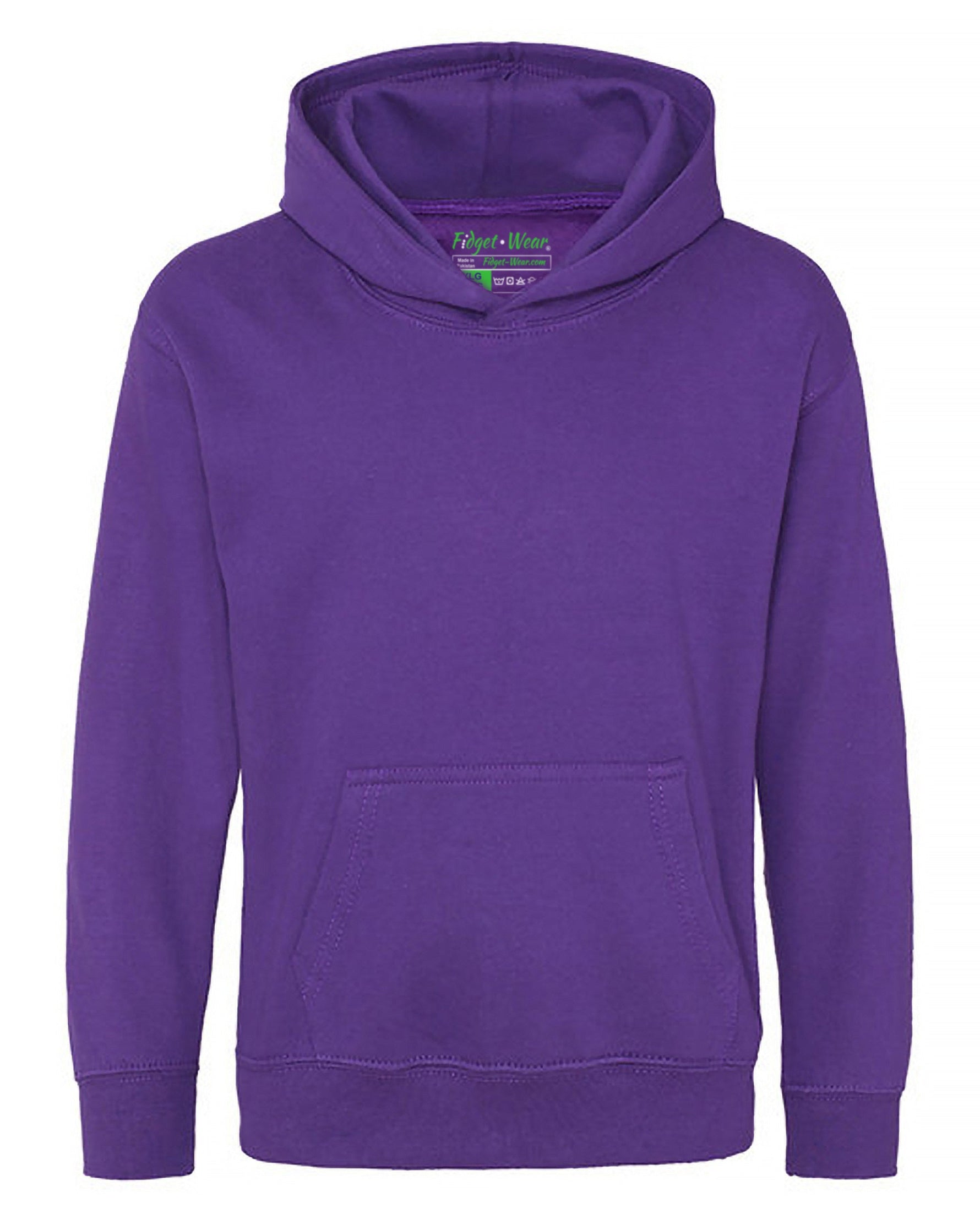 The front of the Pleasant Purple Youth Fidget Hoodie.