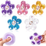 The five colors of Flower Glitter Fidget Spinners.