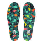 The multi-color dino design on the Dino Kids Flat Socks.
