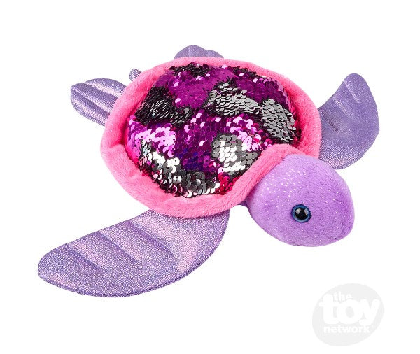 This Flip Sequin Sea Turtle has a shell with intermittent silver and pink sequins.