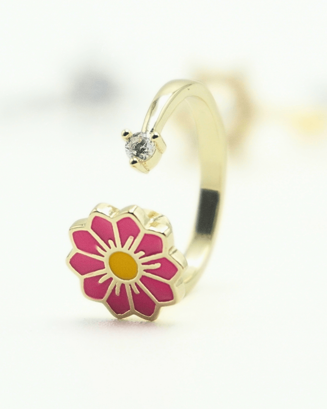 Flower Fidget Spinner Ring in Solid Copper, Pink and Gold.