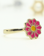 Flower Fidget Spinner Ring in Solid Copper, Pink and Gold.