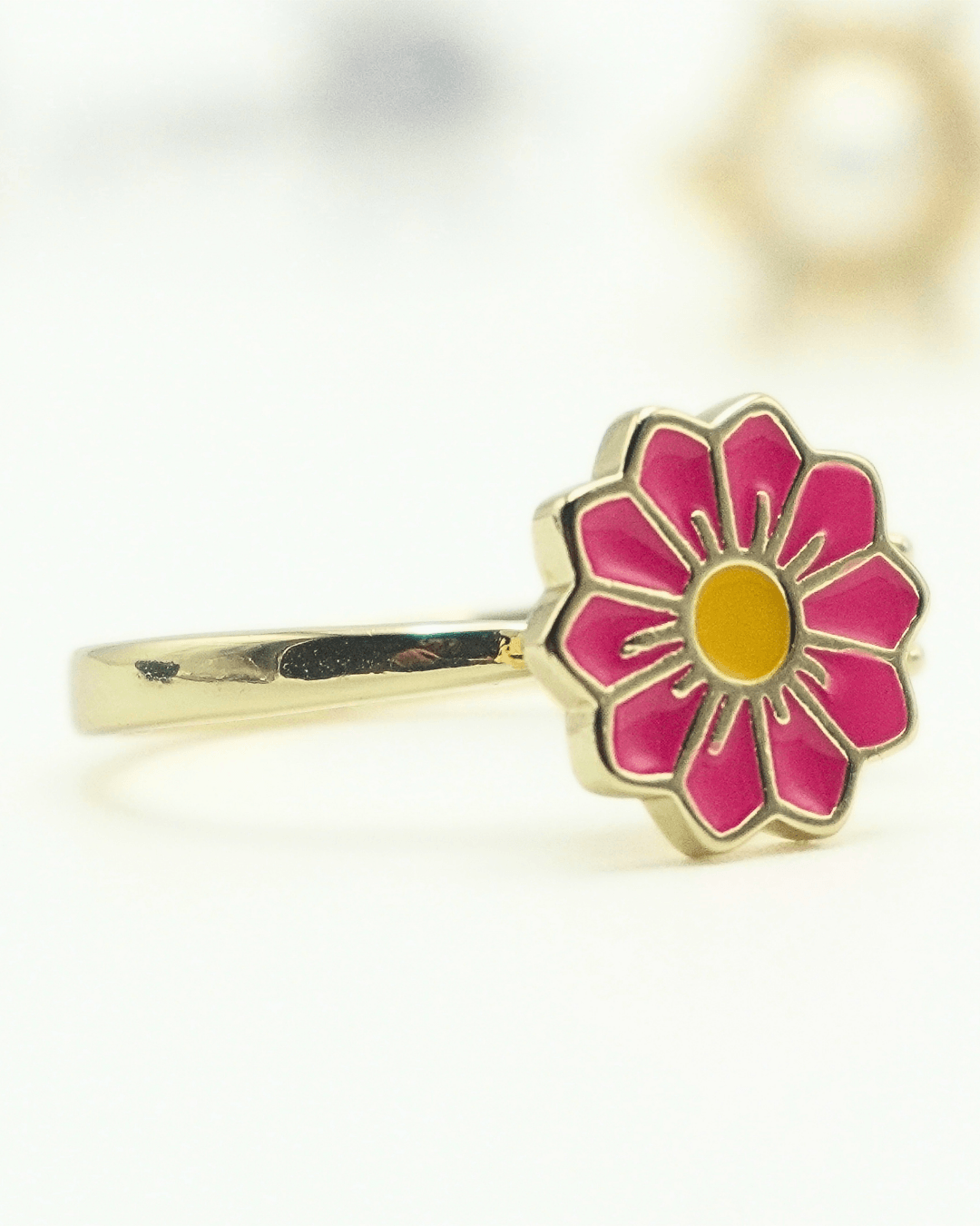 Flower Fidget Spinner Ring in Solid Copper, Pink and Gold.