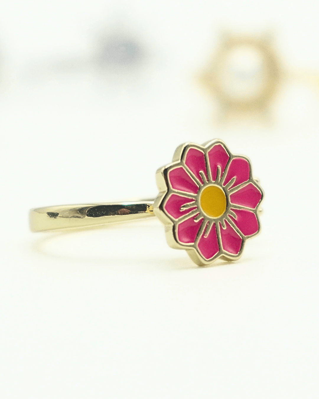 Flower Fidget Spinner Ring in Solid Copper, Pink and Gold.
