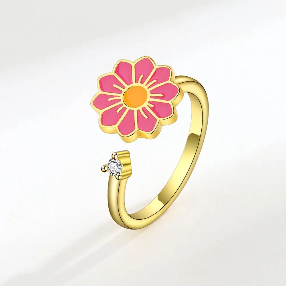 Flower Fidget Spinner Ring in Solid Copper - Pink and Gold – Sensory ...