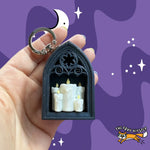 Spooky Candle Bookshelf Fidget Clicker Keychain.