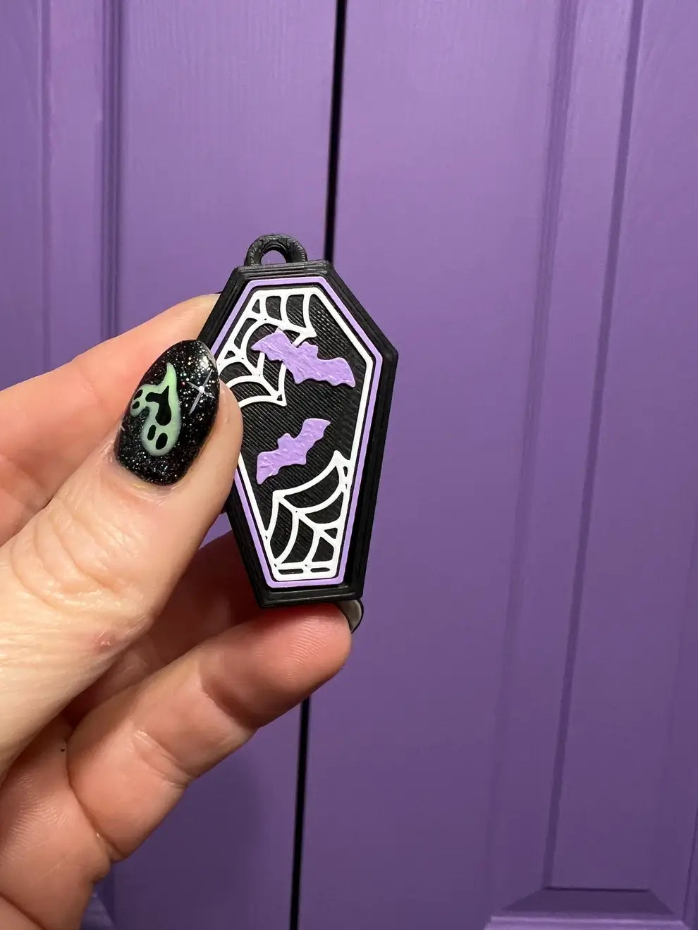 Coffin with Bats Fidget Clicker Keychain