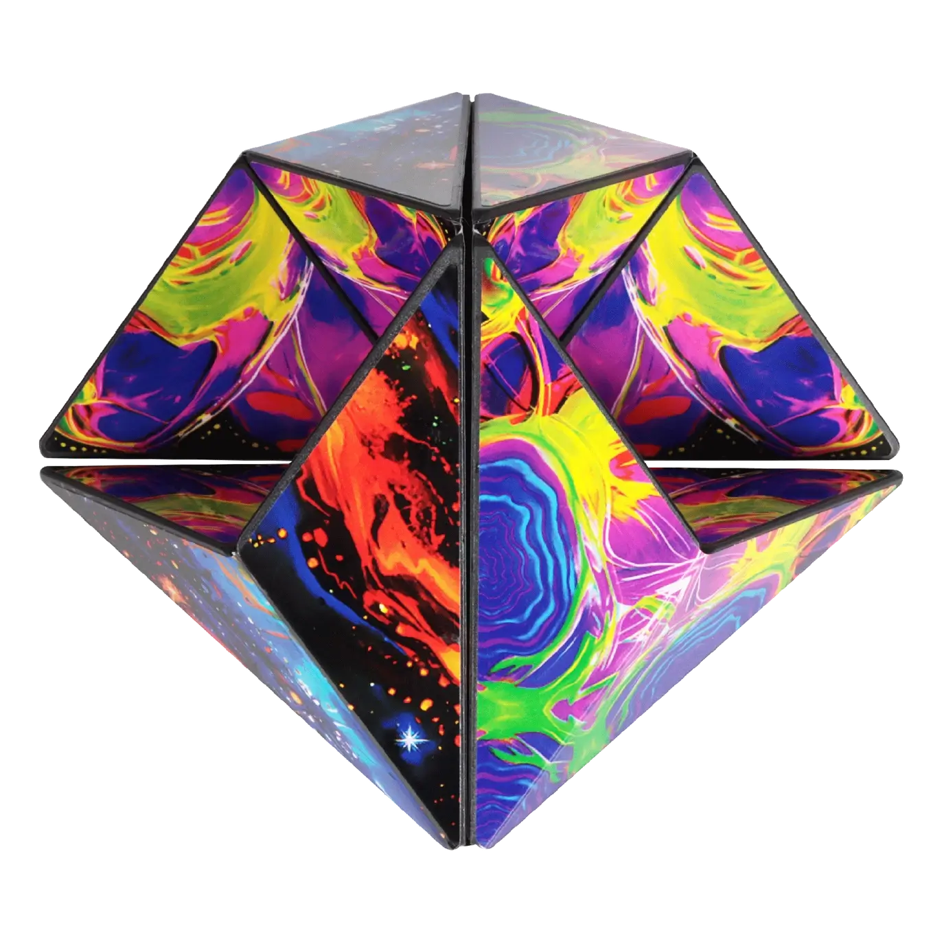 One of the many shapes of the Shashibo Octa Magnetic Puzzle Cube.
