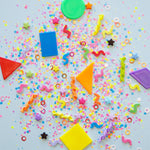 The glitter and assorted visual decorations in the Silly Shapes Fun Fillers.