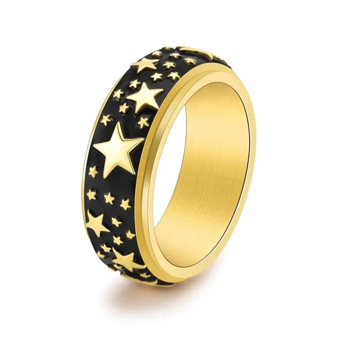 The Gold Star Stainless Steel Spinner Ring.