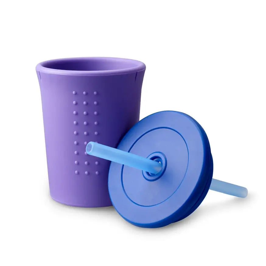 The purple GoSili 12 oz Silicone Straw Kids Cup.