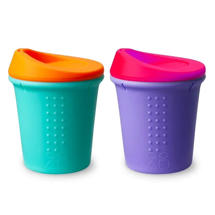 The colorful GoSili 8 oz Kids To Go Travel Cups.