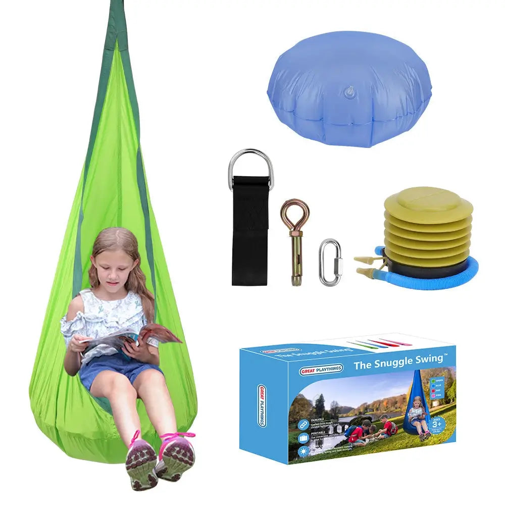 The green Sensory Pod Swing.