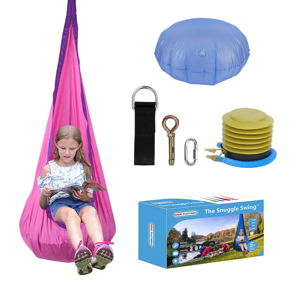 The pink Sensory Pod Swing.