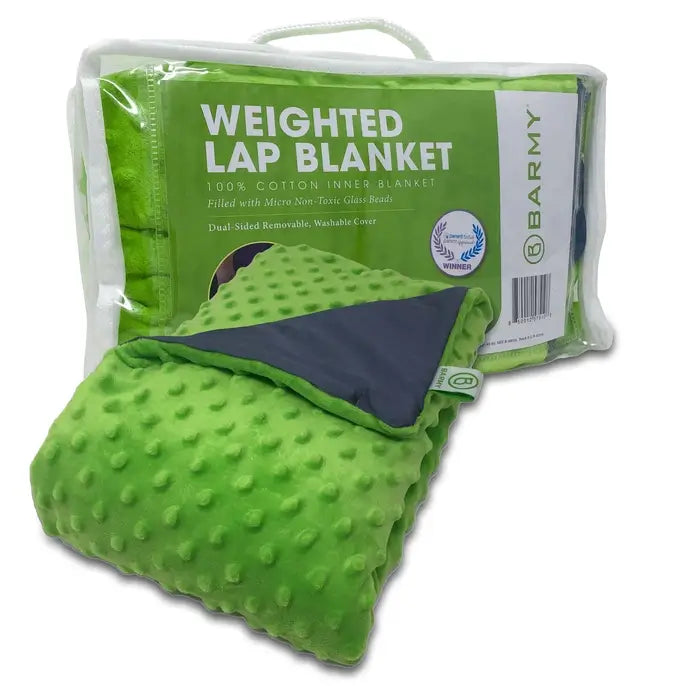 The green Weighted Lap Pad (5 lbs).