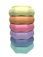 A tower of rainbow pastel stepping stones, including the Mint Green.