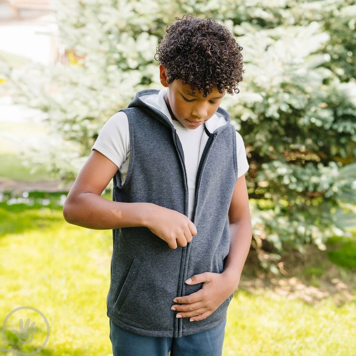 Grey Weighted Fleece Hoodie Vest, 2 lbs – Sensory Tool House, LLC