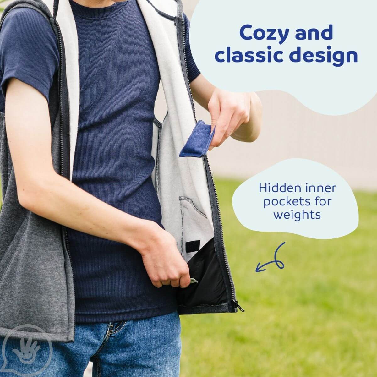 Grey Weighted Fleece Hoodie Vest, 2 lbs – Sensory Tool House, LLC