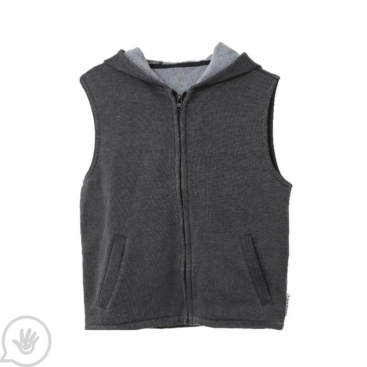 Grey Weighted Fleece Hoodie Vest.