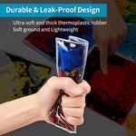 An infographic describing the durable and leak proof design of the Handheld Glitter Liquid Motion TIles.