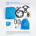 A look at what comes with the Harkla Compression Swing in Blue and with Swivel.