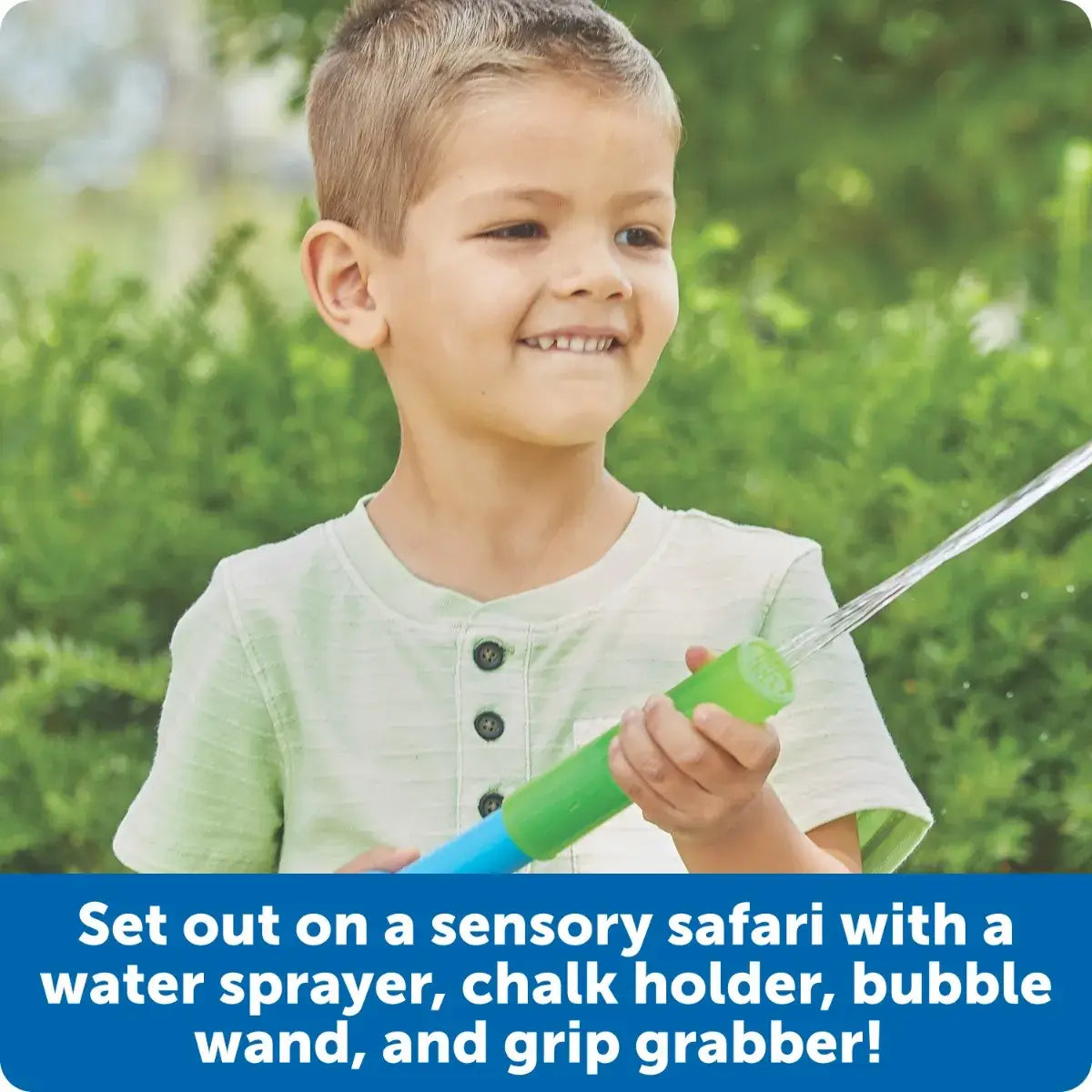 A child sprays water out of the Water Sprayer.