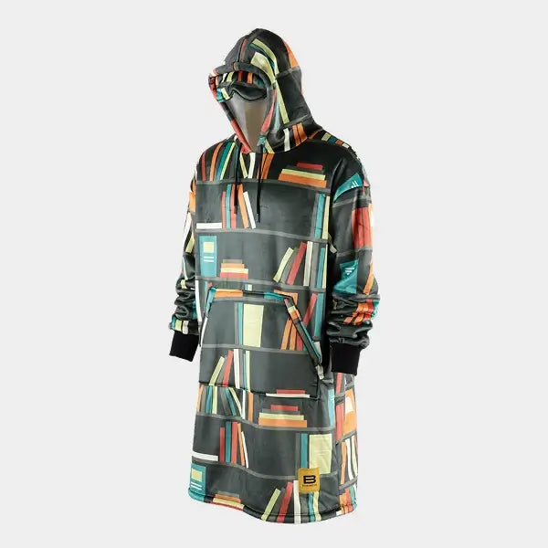 The Books variant of the Hideout Hoodie on a mannequin.