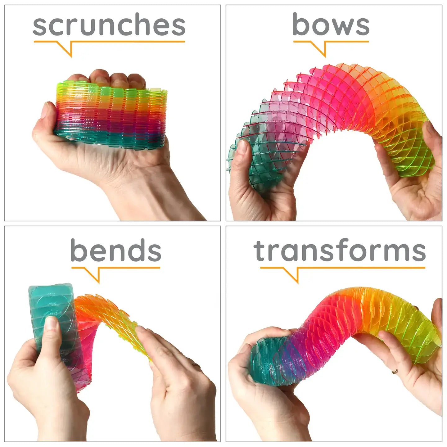 An infographic showing the different ways to bend the Morf Sensory Spring.