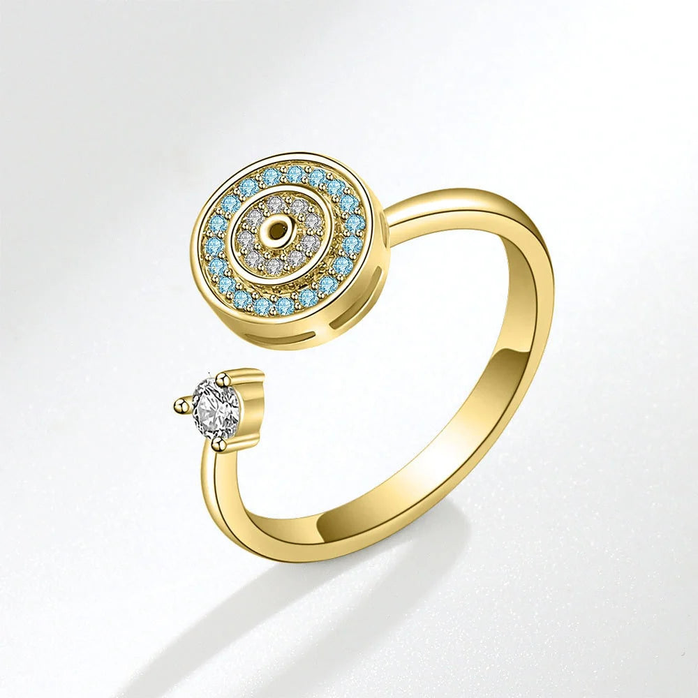 The gold Evil Eye in 925 Sterling Silver Fidget Ring.