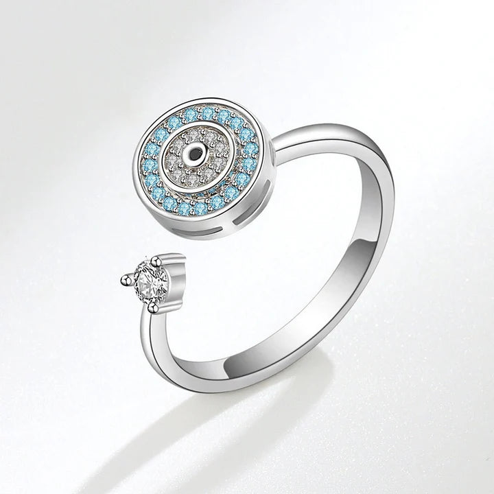 The silver Evil Eye in 925 Sterling Silver Fidget Ring.