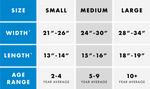 A size chart fot the Weighted Compression Vest.