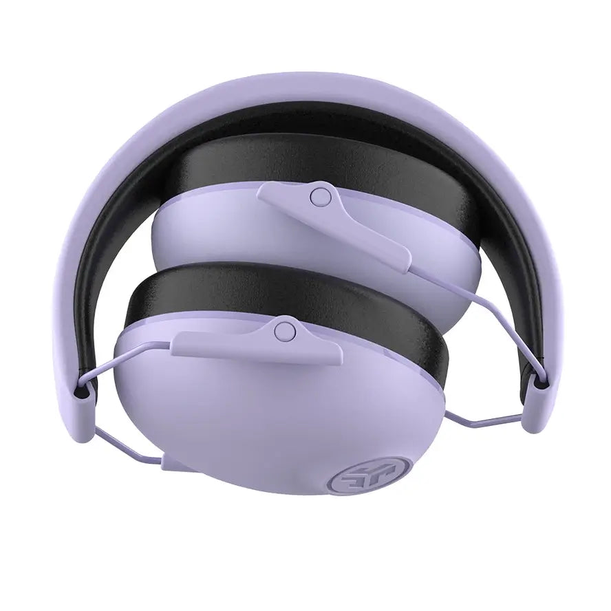 The Jlab Jbuddies Protect Kids Hearing Protect Earmuffs in Lilac folded over.