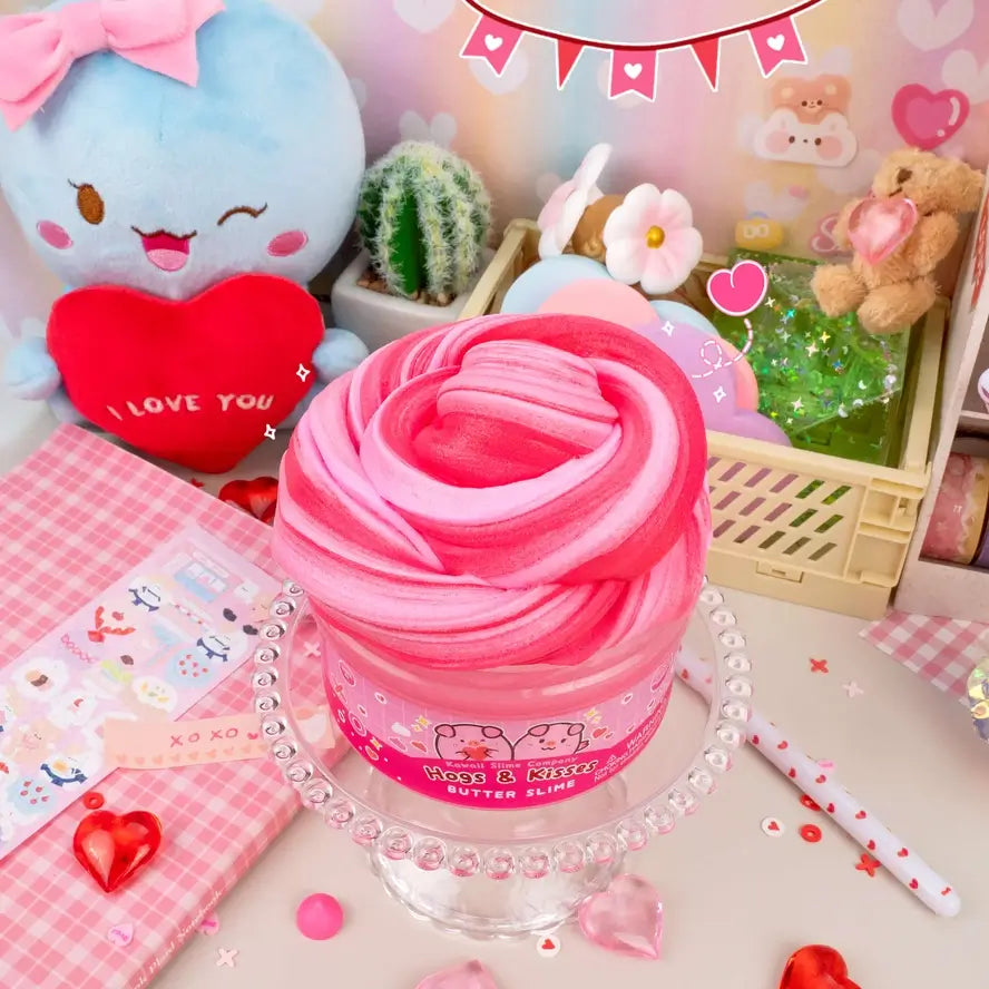 The Hogs & Kisses Butter Slime wrapped into a cupcake-like spiral.