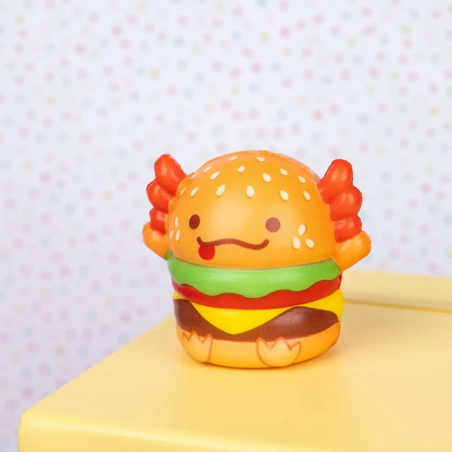The hamburger Snaxolotl Mini Squishy.