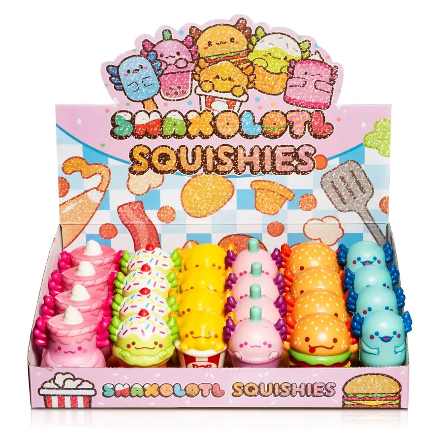 The product package for Snaxolotl Mini Squishies.