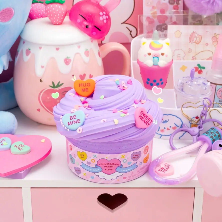 The Kawaii Slime Co. Conversation Heart Fluff Signature Dome Slime.