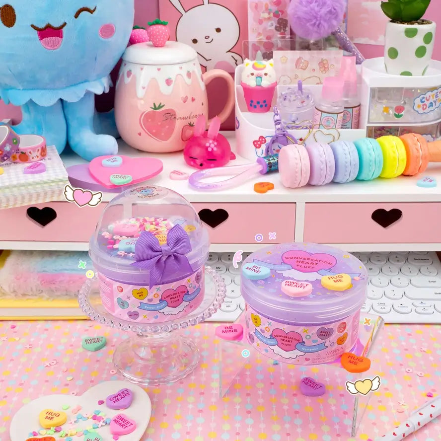 The Kawaii Slime Co. Conversation Heart Fluff Signature Dome Slime.
