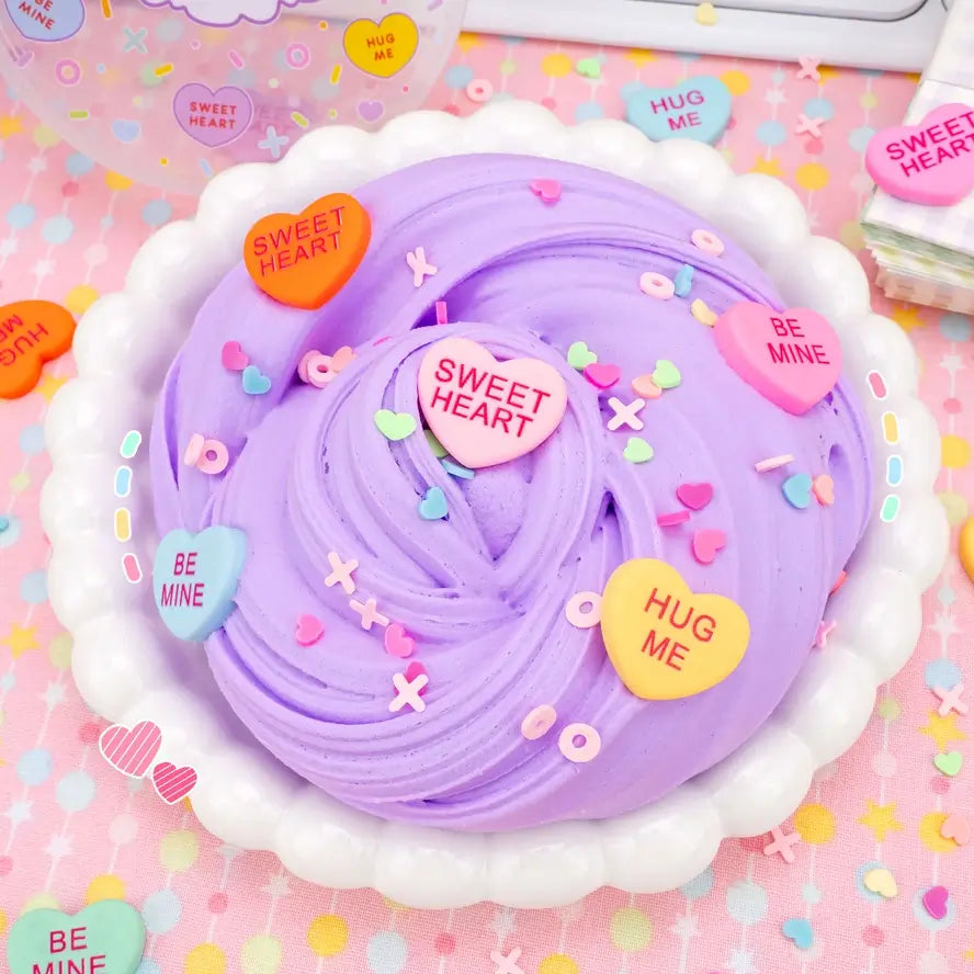 The Kawaii Slime Co. Conversation Heart Fluff Signature Dome Slime.