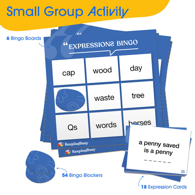 A look at the Expressions Bingo game card.