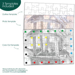 An infographic showing the 3 Templates: the outline template, the photo template, and the color dot template.
