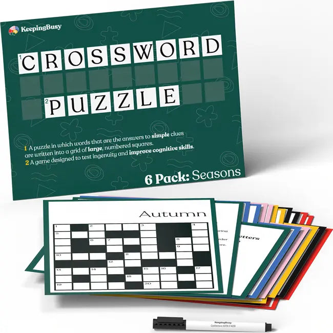 The Keeping Busy Season Easy Crossword Puzzle for Seniors.