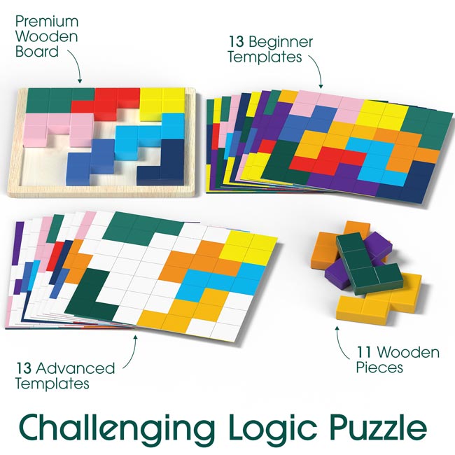 An infographic showing the items included with the Keeping Busy Tile Matching Game for Seniors.