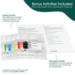 A look at the bonus activities included in the Keeping Busy Town in Color Jigsaw Puzzle for Seniors.