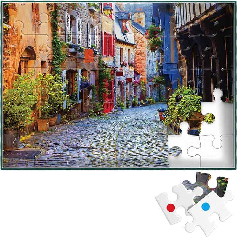 A look at the dot organization system of the Keeping Busy Town in Color Jigsaw Puzzle for Seniors.