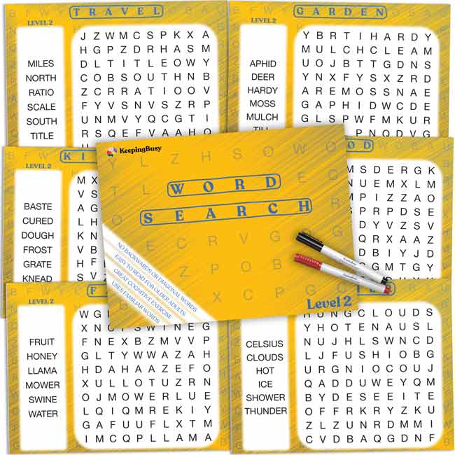 The Keeping Busy Word Search Puzzle for Seniors, Level 2.