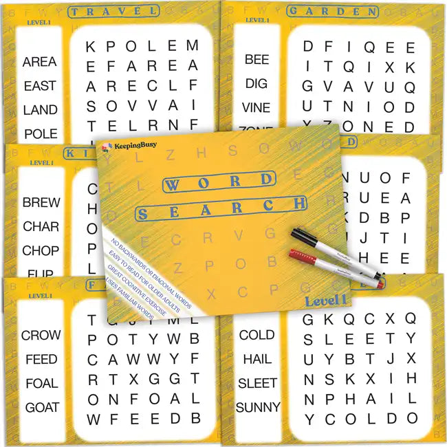 The Keeping Busy Word Search Puzzles for Seniors, Level 1.