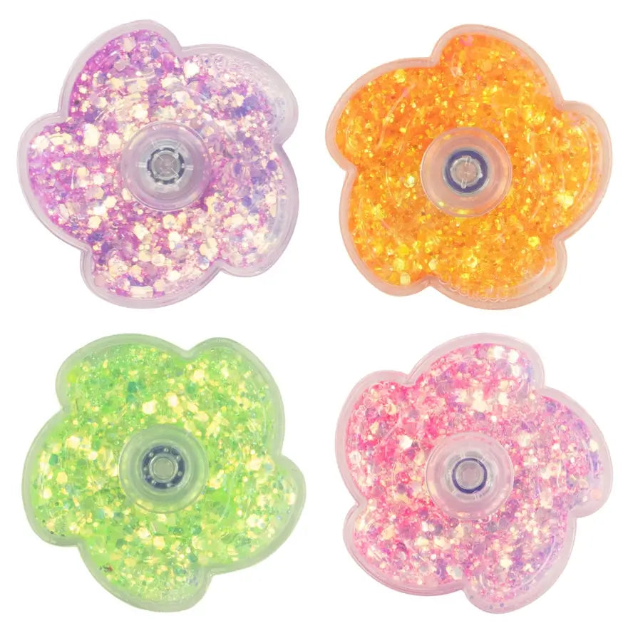 The four colors of the Glitter Fidget Spinner.