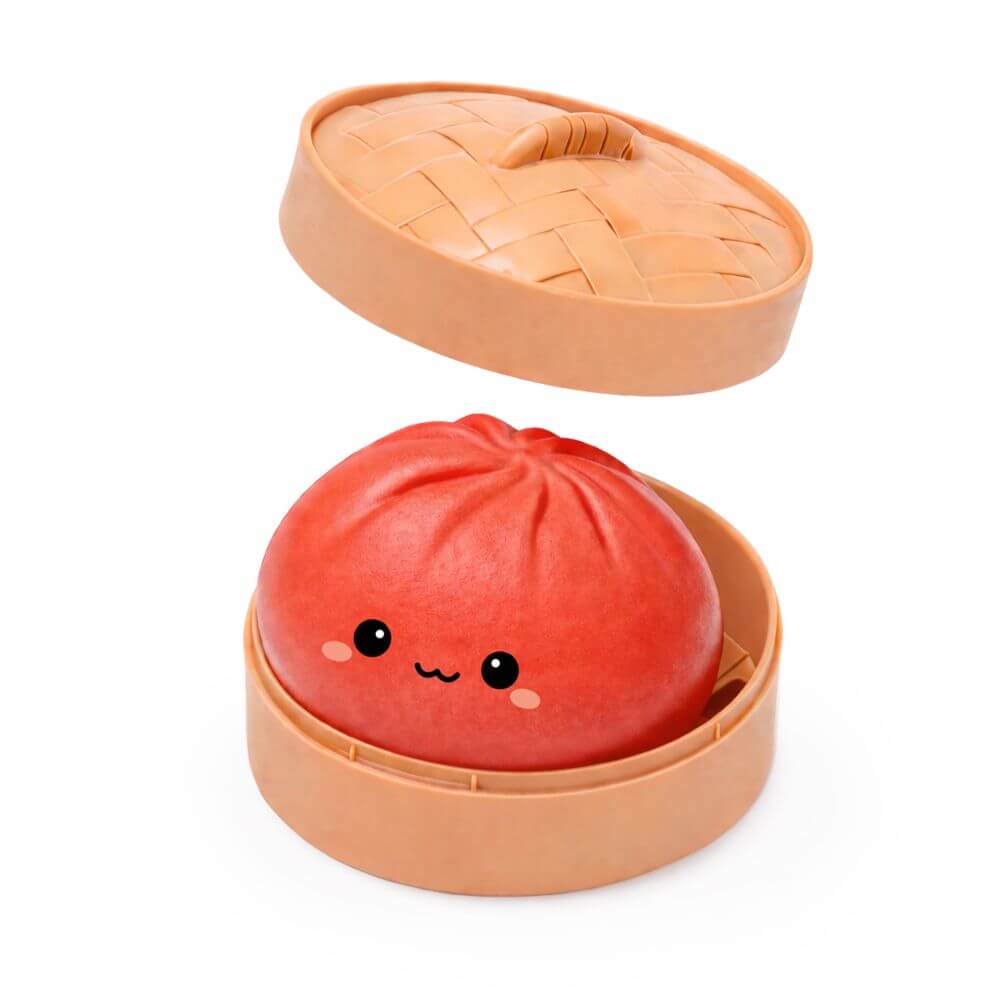 The red  Lucky Bao Mystery Squishy Dumpling.
